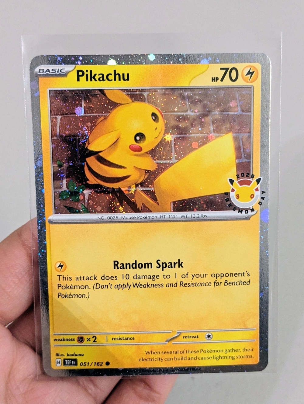 ⚡ Pikachu Pokemon Card ⚡ Pokemon Day 2026 Cosmos Foil Holo Promo Card